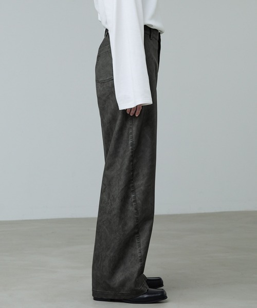 CALLNE（カルネ）の「【CALLNE】Vintage Design Curve Pants / ヴィンテージデザイン合皮カーブパンツ（セットアップ対応）（その他パンツ・メンズ・ダークグレー/ブラック・L/M）」の9枚目の写真