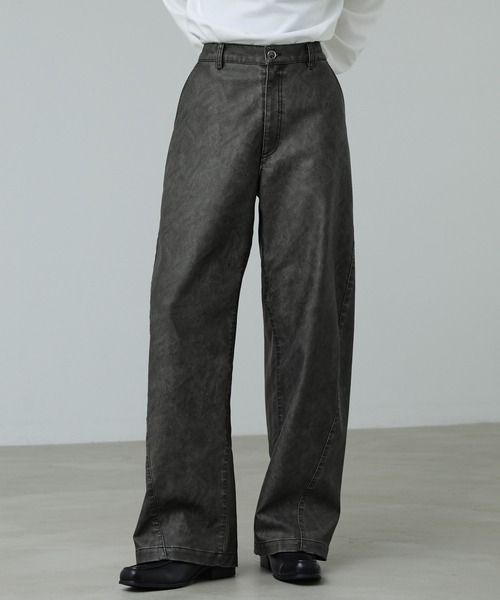 CALLNE（カルネ）の「【CALLNE】Vintage Design Curve Pants / ヴィンテージデザイン合皮カーブパンツ（セットアップ対応）（その他パンツ・メンズ・ダークグレー/ブラック・L/M）」の14枚目の写真