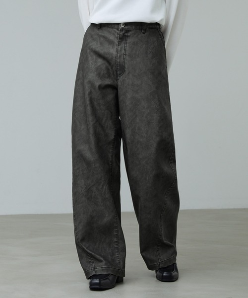 CALLNE（カルネ）の「【CALLNE】Vintage Design Curve Pants / ヴィンテージデザイン合皮カーブパンツ（セットアップ対応）（その他パンツ・メンズ・ダークグレー/ブラック・L/M）」の16枚目の写真