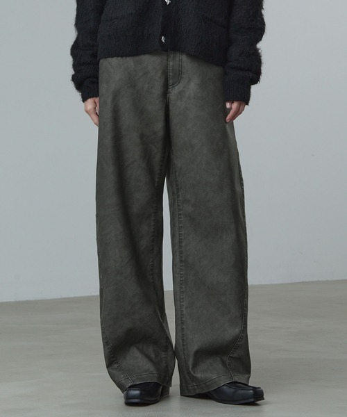 CALLNE（カルネ）の「【CALLNE】Vintage Design Curve Pants / ヴィンテージデザイン合皮カーブパンツ（セットアップ対応）（その他パンツ・メンズ・ダークグレー/ブラック・L/M）」の17枚目の写真