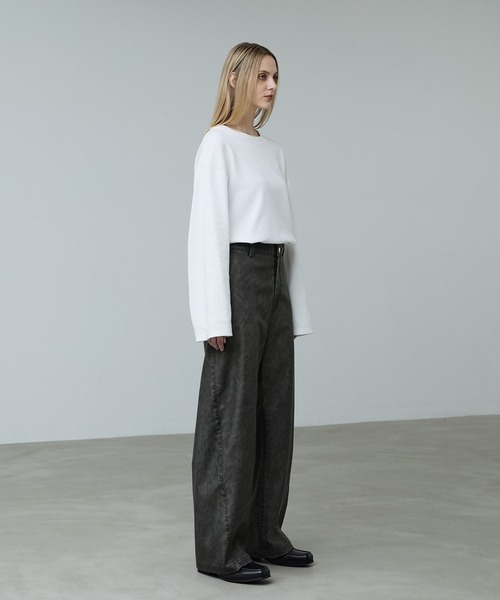 CALLNE（カルネ）の「【CALLNE】Vintage Design Curve Pants / ヴィンテージデザイン合皮カーブパンツ（セットアップ対応）（その他パンツ・メンズ・ダークグレー/ブラック・L/M）」の22枚目の写真