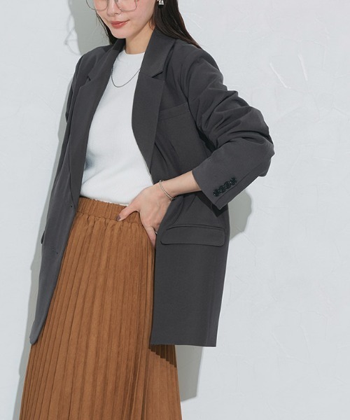 Pierrot（ピエロ）の「テーラードシングルジャケット（テーラードジャケット・レディース・ブラウン系その他/ブラック/チャコール・M/L）」の20枚目の写真