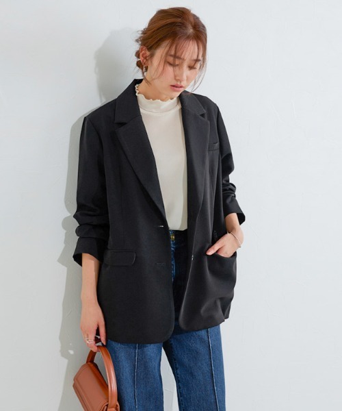 Pierrot（ピエロ）の「テーラードシングルジャケット（テーラードジャケット・レディース・ブラウン系その他/ブラック/チャコール・M/L）」の14枚目の写真