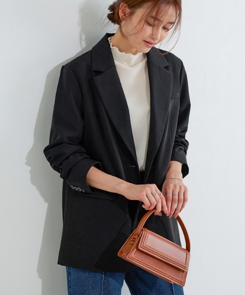Pierrot（ピエロ）の「テーラードシングルジャケット（テーラードジャケット・レディース・ブラウン系その他/ブラック/チャコール・M/L）」の15枚目の写真