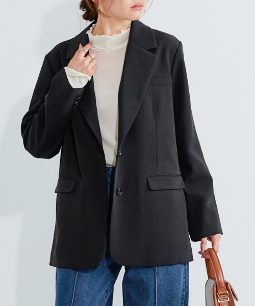 Pierrot（ピエロ）の「テーラードシングルジャケット（テーラードジャケット・レディース・ブラウン系その他/ブラック/チャコール・M/L）」の16枚目の写真