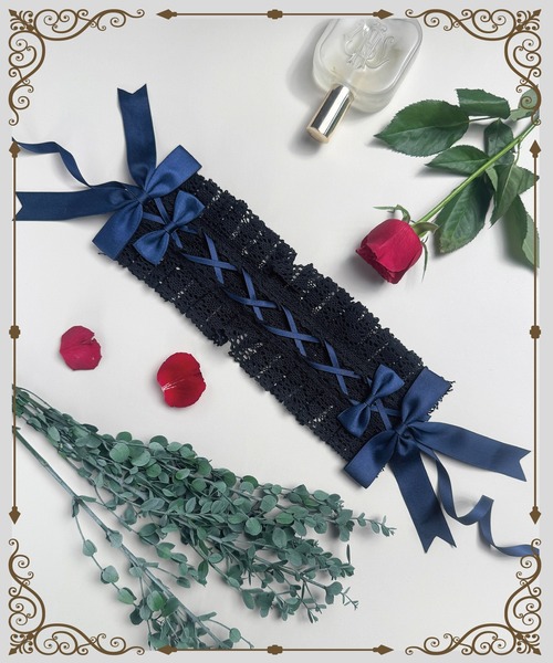 セール】9C35 はしごレース 編み上げ 黒レースアップ リボン