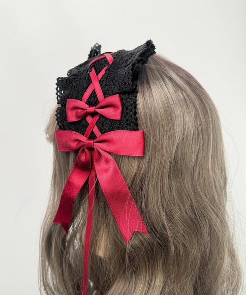 ゴリ姫ページ セール】9C35 はしごレース 編み上げ 黒レースアップ リボン