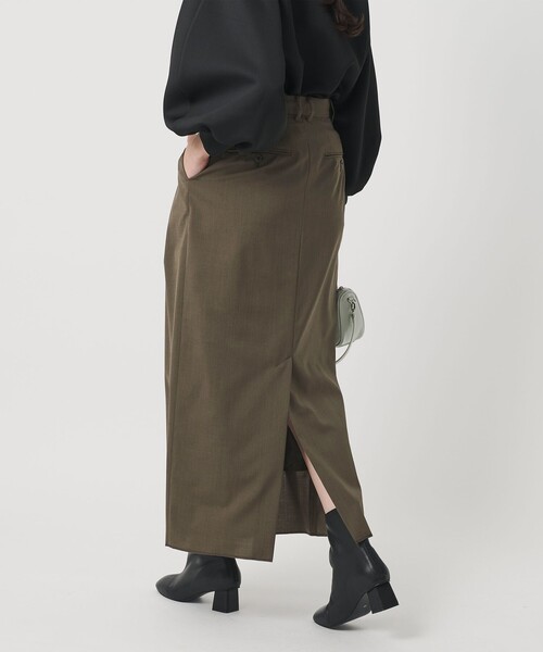 BEAUTY&YOUTH UNITED ARROWS（ビューティーアンドユースユナイテッドアローズ）の「毛ブレンド タックロングスカート 防シワ ウォッシャブル（スカート・レディース・オリーブ・M/XS/S）」の3枚目の写真