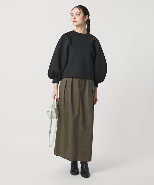 BEAUTY&YOUTH UNITED ARROWS（ビューティーアンドユースユナイテッドアローズ）の「毛ブレンド タックロングスカート 防シワ ウォッシャブル（スカート・レディース・オリーブ・M/XS/S）」の4枚目の写真