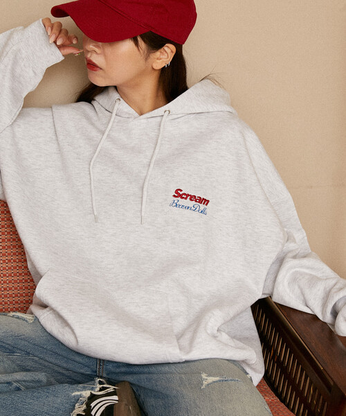 PUBLUX（パブリュクス）の「PUBLUX/パブリュクス 相良刺繍 フレンチブルドッグ 裏起毛 フーディー　限定展開（パーカー・レディース・チャコールグレー/ライトグレー/ネイビー・S/M/L）」の4枚目の写真