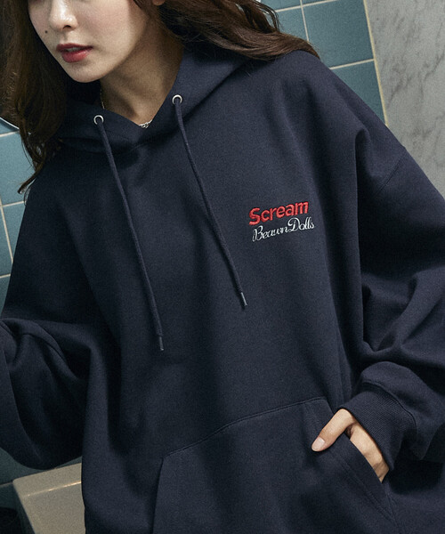 PUBLUX（パブリュクス）の「PUBLUX/パブリュクス 相良刺繍 フレンチブルドッグ 裏起毛 フーディー　限定展開（パーカー・レディース・チャコールグレー/ライトグレー/ネイビー・S/M/L）」の14枚目の写真