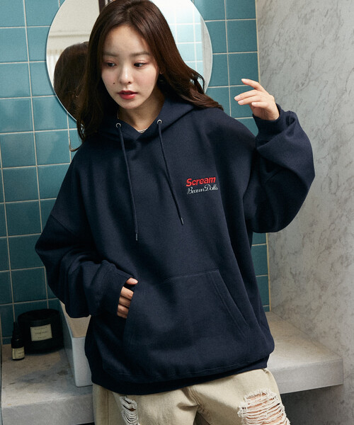 PUBLUX（パブリュクス）の「PUBLUX/パブリュクス 相良刺繍 フレンチブルドッグ 裏起毛 フーディー　限定展開（パーカー・レディース・チャコールグレー/ライトグレー/ネイビー・S/M/L）」の21枚目の写真