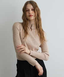 キーネックボタンリブニット / Keyneck Button Rib Knit