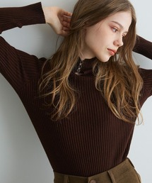 Mirette（ミレット）の「キーネックボタンリブニット / Keyneck Button Rib Knit（ニット/セーター・レディース）」