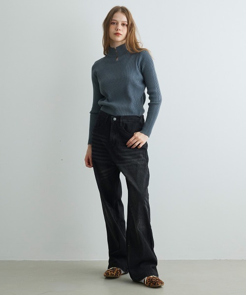 Mirette(ミレット)の「キーネックボタンリブニット / Keyneck Button Rib Knit(ニット/セーター・レディース・ブラック/ベージュ/ブラウン/ホワイト/グレー・FREE)」の13枚目の写真