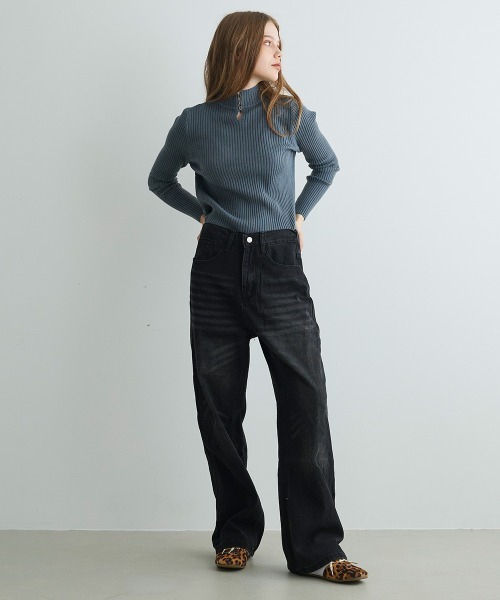 Mirette(ミレット)の「キーネックボタンリブニット / Keyneck Button Rib Knit(ニット/セーター・レディース・ブラック/ベージュ/ブラウン/ホワイト/グレー・FREE)」の16枚目の写真