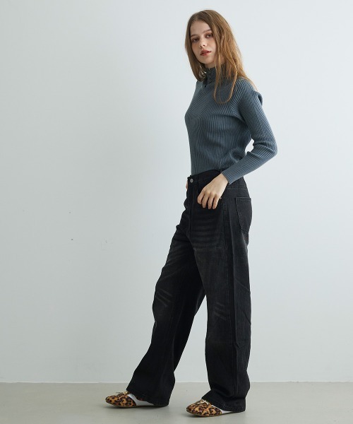 Mirette(ミレット)の「キーネックボタンリブニット / Keyneck Button Rib Knit(ニット/セーター・レディース・ブラック/ベージュ/ブラウン/ホワイト/グレー・FREE)」の17枚目の写真