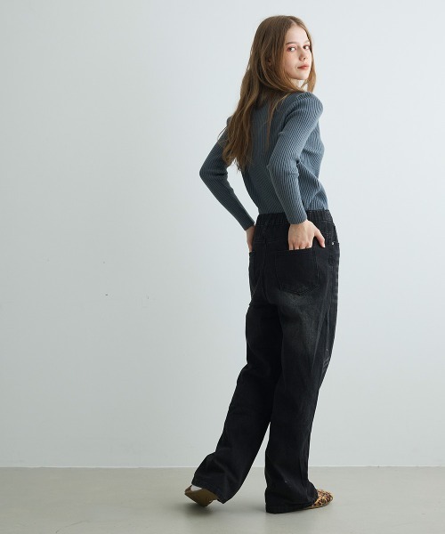 Mirette(ミレット)の「キーネックボタンリブニット / Keyneck Button Rib Knit(ニット/セーター・レディース・ブラック/ベージュ/ブラウン/ホワイト/グレー・FREE)」の19枚目の写真