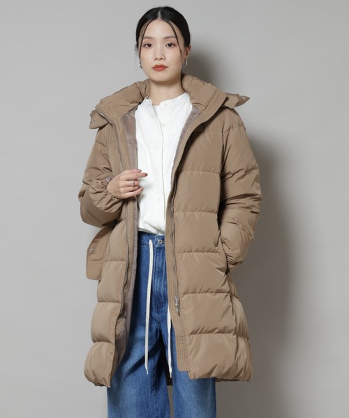 NANO universe（ナノユニバース）の「撥水加工 フードロングダウンコート（ダウンジャケット/コート・レディース・ブラウン/ブラック/チャコール・FREE）」の3枚目の写真