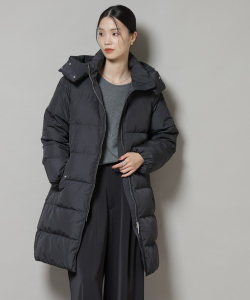 NANO universe（ナノユニバース）の「撥水加工 フードロングダウンコート（ダウンジャケット/コート・レディース・ブラウン/ブラック/チャコール・FREE）」の2枚目の写真