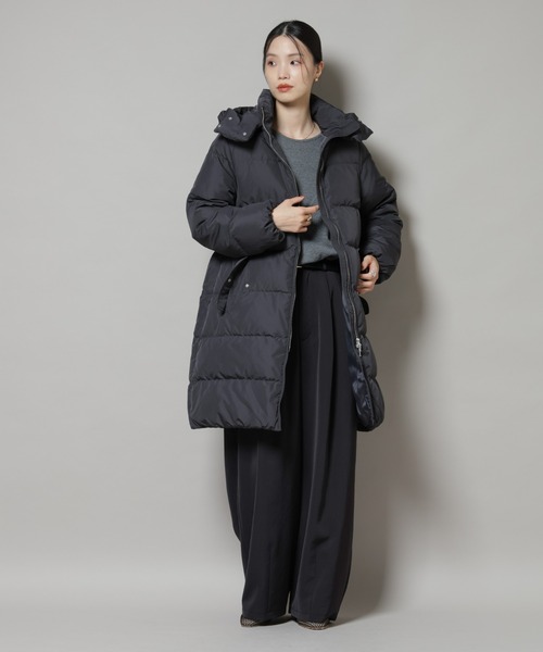 セール】撥水加工 フードロングダウンコート（ダウンジャケット/コート