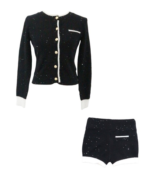 ALLuRing ChaRm(アリュリングチャーム)の「【ALLuRing ChaRm × c_mk7o】Sequins Cardigan Setup / スパンコールカーディガンセットアップ(ニット/セーター・レディース・ブラック・FREE)」の2枚目の写真