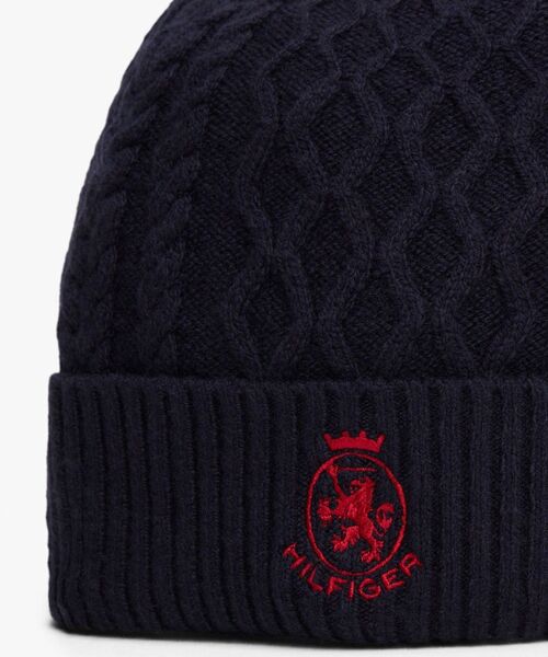 TOMMY HILFIGER（トミーヒルフィガー）の「クレストニットビーニー（ニットキャップ/ビーニー・メンズ・イエロー× ブルー/ネイビー/グリーン/バーガンディー・FREE）」の6枚目の写真