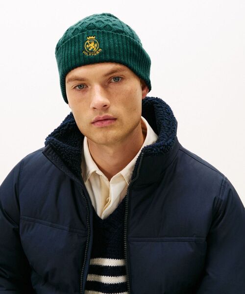 TOMMY HILFIGER（トミーヒルフィガー）の「クレストニットビーニー（ニットキャップ/ビーニー・メンズ・イエロー× ブルー/ネイビー/グリーン/バーガンディー・FREE）」の10枚目の写真