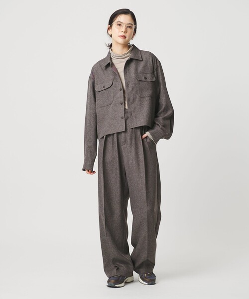 BEAUTY&YOUTH UNITED ARROWS(ビューティーアンドユースユナイテッドアローズ)の「【WEB限定】ポリエステル ワイドショートシャツ(シャツ/ブラウス・レディース・ブラウン系/ライトグレー/ネイビー・FREE)」の1枚目の写真
