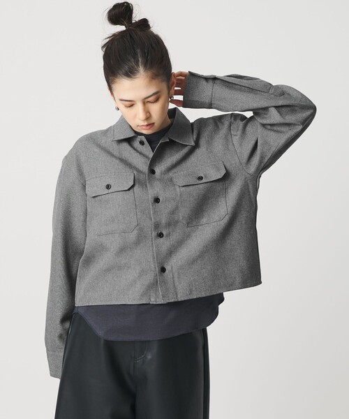 BEAUTY&YOUTH UNITED ARROWS(ビューティーアンドユースユナイテッドアローズ)の「【WEB限定】ポリエステル ワイドショートシャツ(シャツ/ブラウス・レディース・ブラウン系/ライトグレー/ネイビー・FREE)」の2枚目の写真