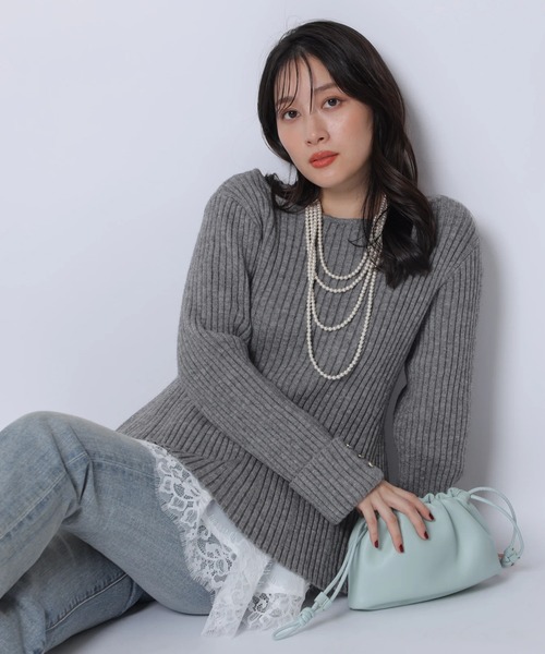 【定価24,200円】アプワイザーリッシェ　ショートニット&amp;チュニックセット セール】ドットニットチュニック（ニット/セーター）｜Apuweiser-riche