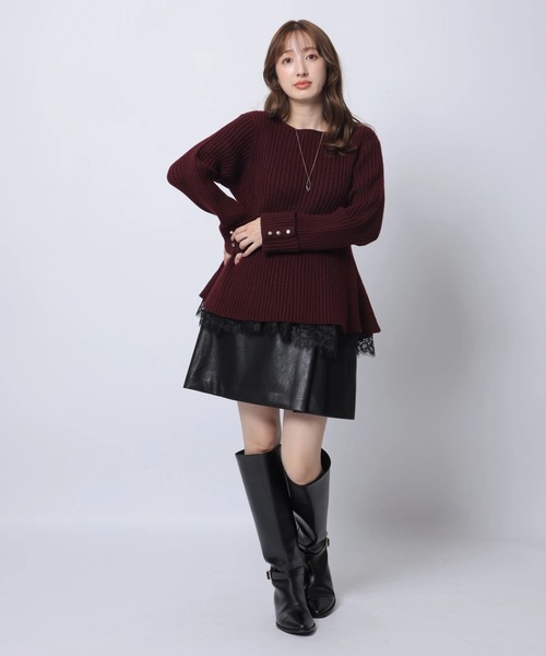 レースヘムキャミセットニットチュニック（ニット/セーター