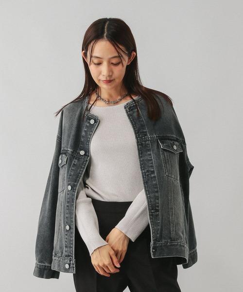 GLOBAL WORK（グローバルワーク）の「アンチピリングなめらかボートネックプルオーバー/499704（ニット/セーター・レディース・グレイッシュベージュ/ブラック系その他/ベージュ系その他3/ライトグレー/ダークブラウン・MEDIUM/LARGE）」の22枚目の写真