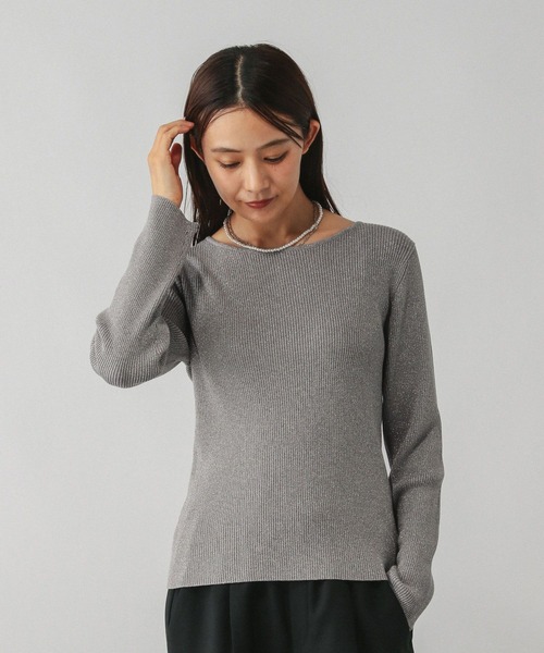 GLOBAL WORK（グローバルワーク）の「アンチピリングなめらかボートネックプルオーバー/499704（ニット/セーター・レディース・グレイッシュベージュ/ブラック系その他/ベージュ系その他3/ライトグレー/ダークブラウン・MEDIUM/LARGE）」の12枚目の写真