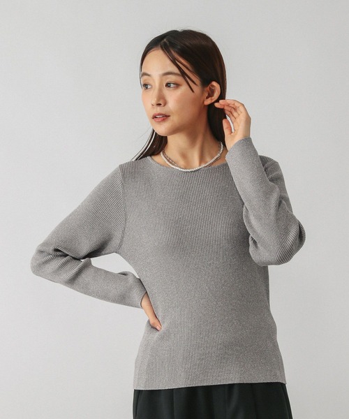 GLOBAL WORK（グローバルワーク）の「アンチピリングなめらかボートネックプルオーバー/499704（ニット/セーター・レディース・グレイッシュベージュ/ブラック系その他/ベージュ系その他3/ライトグレー/ダークブラウン・MEDIUM/LARGE）」の13枚目の写真