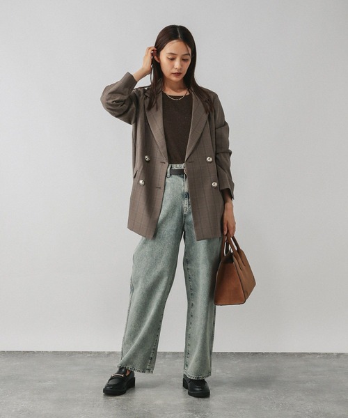 GLOBAL WORK（グローバルワーク）の「アンチピリングなめらかボートネックプルオーバー/499704（ニット/セーター・レディース・グレイッシュベージュ/ブラック系その他/ベージュ系その他3/ライトグレー/ダークブラウン・MEDIUM/LARGE）」の14枚目の写真