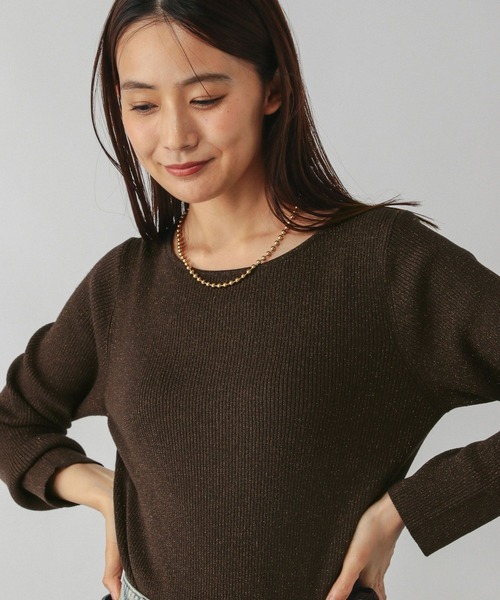 GLOBAL WORK（グローバルワーク）の「アンチピリングなめらかボートネックプルオーバー/499704（ニット/セーター・レディース・グレイッシュベージュ/ブラック系その他/ベージュ系その他3/ライトグレー/ダークブラウン・MEDIUM/LARGE）」の18枚目の写真