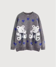 Baby Bear Jacquard Lace Up Sweater