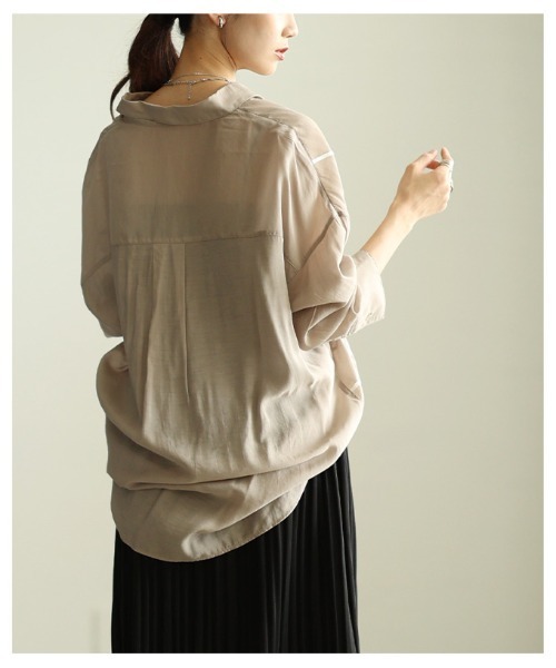 Sawa a la mode（サワアラモード）の「ランダムコード刺繍シアーシャツ（シャツ/ブラウス・レディース・ベージュ/ブラック・FREE）」の17枚目の写真