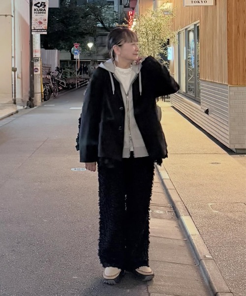 H.A.K(ハク)の「ランダムフリンジカットジャカードワイドパンツ(裏地付き)(その他パンツ・レディース・ブラック/カーキ・1/2)」の12枚目の写真