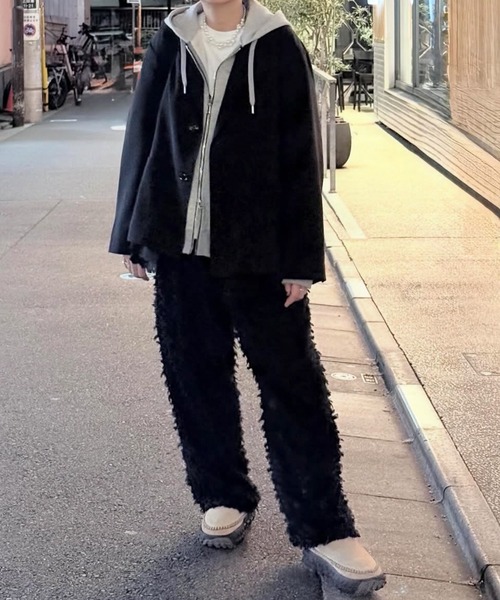 H.A.K(ハク)の「ランダムフリンジカットジャカードワイドパンツ(裏地付き)(その他パンツ・レディース・ブラック/カーキ・1/2)」の11枚目の写真