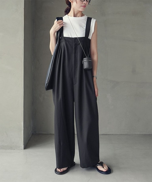 SOLAMONAT LARME(ソラモナラーム)の「サロペットパンツ(サロペット/オーバーオール・レディース・ベージュ/チャコール/ブラック・38/40)」の13枚目の写真