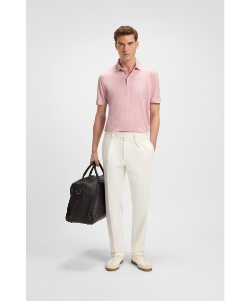 BOSS(ボス)の「BECKHAM x BOSS ポロシャツ リネン(ポロシャツ・メンズ・ダークブルー/ピンク・XL/XXL/S/M/L)」の4枚目の写真