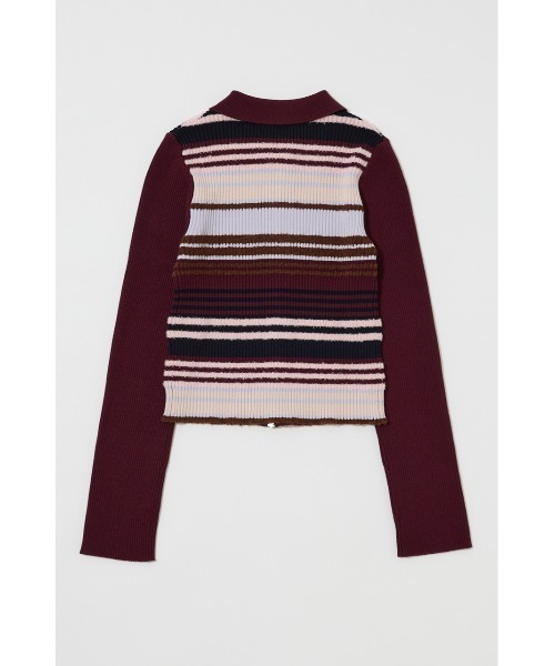 MOUSSY（マウジー）の「STRIPE ZIP UP KNIT シャツ（ニット/セーター・レディース・ネイビー/アイボリー/レッド系その他/ブラウン系その他・FREE）」の10枚目の写真