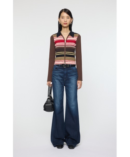 MOUSSY（マウジー）の「STRIPE ZIP UP KNIT シャツ（ニット/セーター・レディース・ネイビー/アイボリー/レッド系その他/ブラウン系その他・FREE）」の14枚目の写真