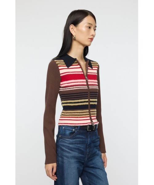 MOUSSY（マウジー）の「STRIPE ZIP UP KNIT シャツ（ニット/セーター・レディース・ネイビー/アイボリー/レッド系その他/ブラウン系その他・FREE）」の15枚目の写真