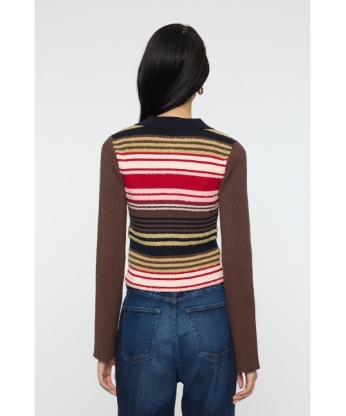 MOUSSY（マウジー）の「STRIPE ZIP UP KNIT シャツ（ニット/セーター・レディース・ネイビー/アイボリー/レッド系その他/ブラウン系その他・FREE）」の17枚目の写真