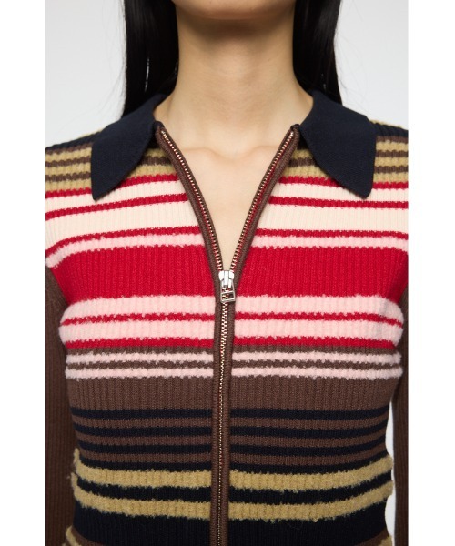 MOUSSY（マウジー）の「STRIPE ZIP UP KNIT シャツ（ニット/セーター・レディース・ネイビー/アイボリー/レッド系その他/ブラウン系その他・FREE）」の18枚目の写真