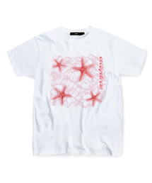 コーラルスターフィッシュプリントTシャツホワイト