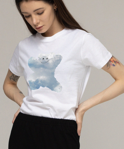 GRAVER（グレーバー）の「[ウーマン]ビッグ雲ベアスマイルスリム半袖Tシャツ_ホワイト（Tシャツ/カットソー・レディース・ホワイト・FREE）」の2枚目の写真